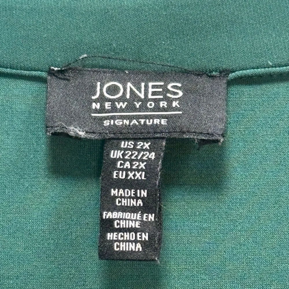 Jones New York Green Polo Collar 3/4 Sleeve Blouse - Picture 4 of 8